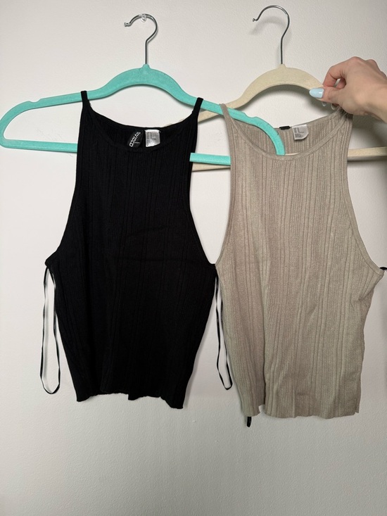 H&M Tops - H&M Ribbed Tank Tops - Black and Taupe